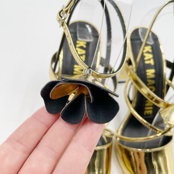 Kat‎ Maconie Louise Gold Heels Ankle Wrap Pumps Metallic Pointed Toe Sz 5 US - Picture 5 of 11